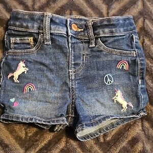 jumping beans Dark Blue Denim Shorts with Unicorn & Rainbow Patches